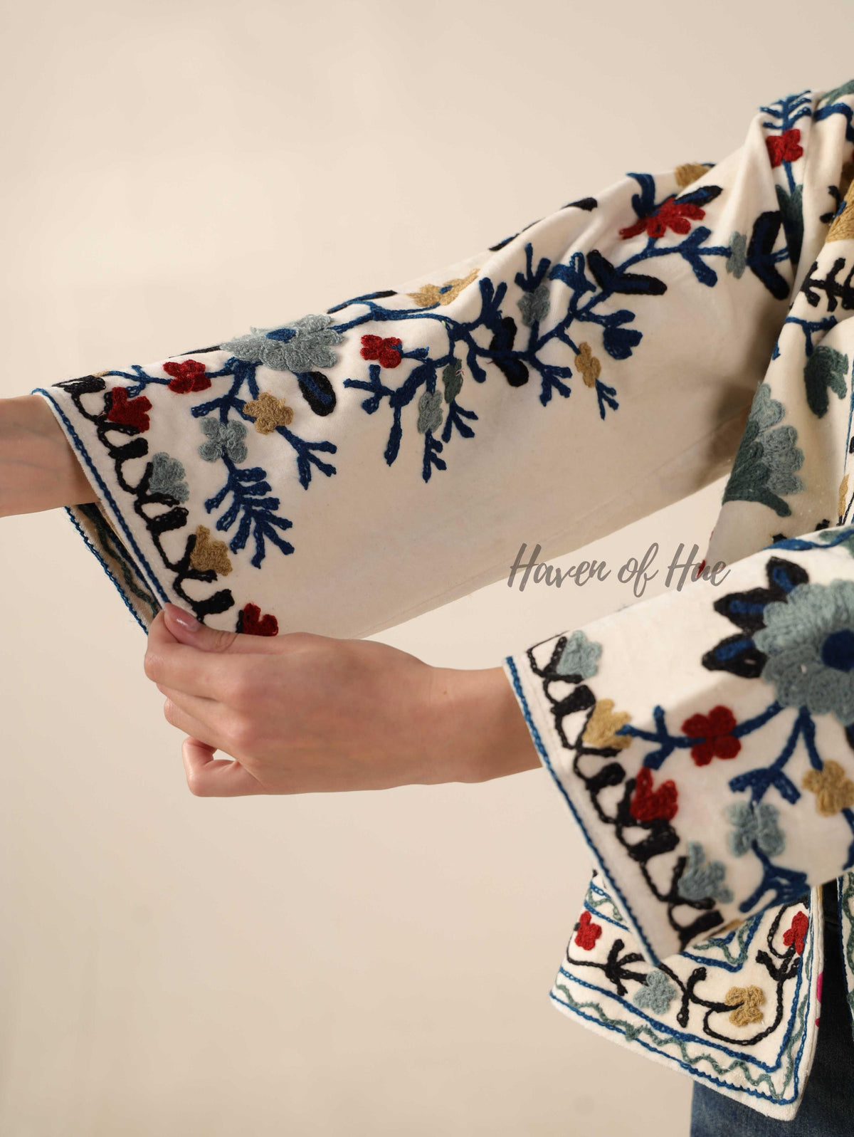 Women's Handcrafted Suzani Velvet Jacket Boho Embroidered Floral Autumn Coat