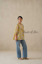 Women Cotton Tunic Top - Hand Block Printed Floral Boho Summer Blouse in 100% Breathable Cotton