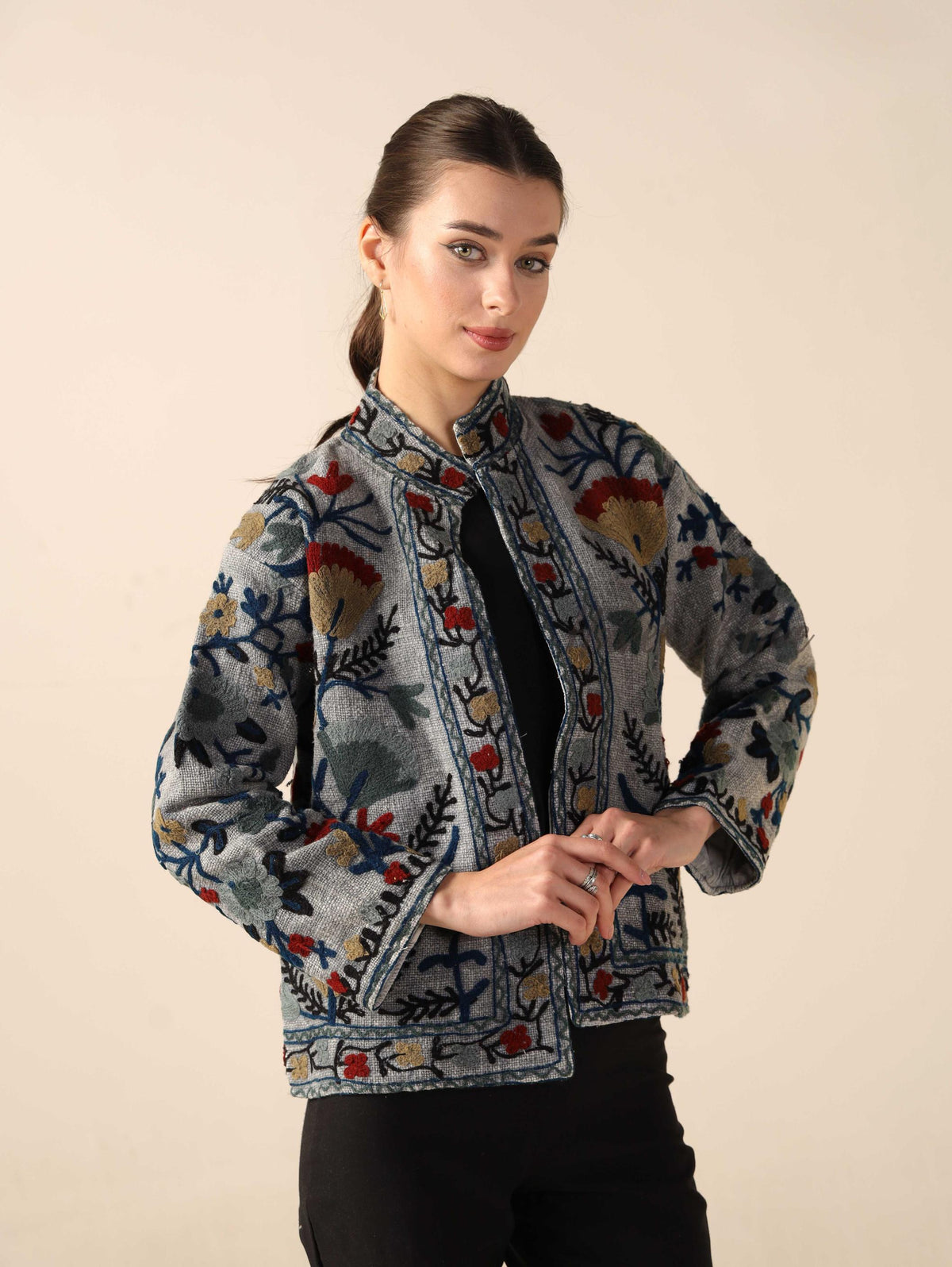 Women’s Cotton Suzani Jacket Boho Embroidery Coat, TNT Fabric Handmade Winter Outerwear Jacket