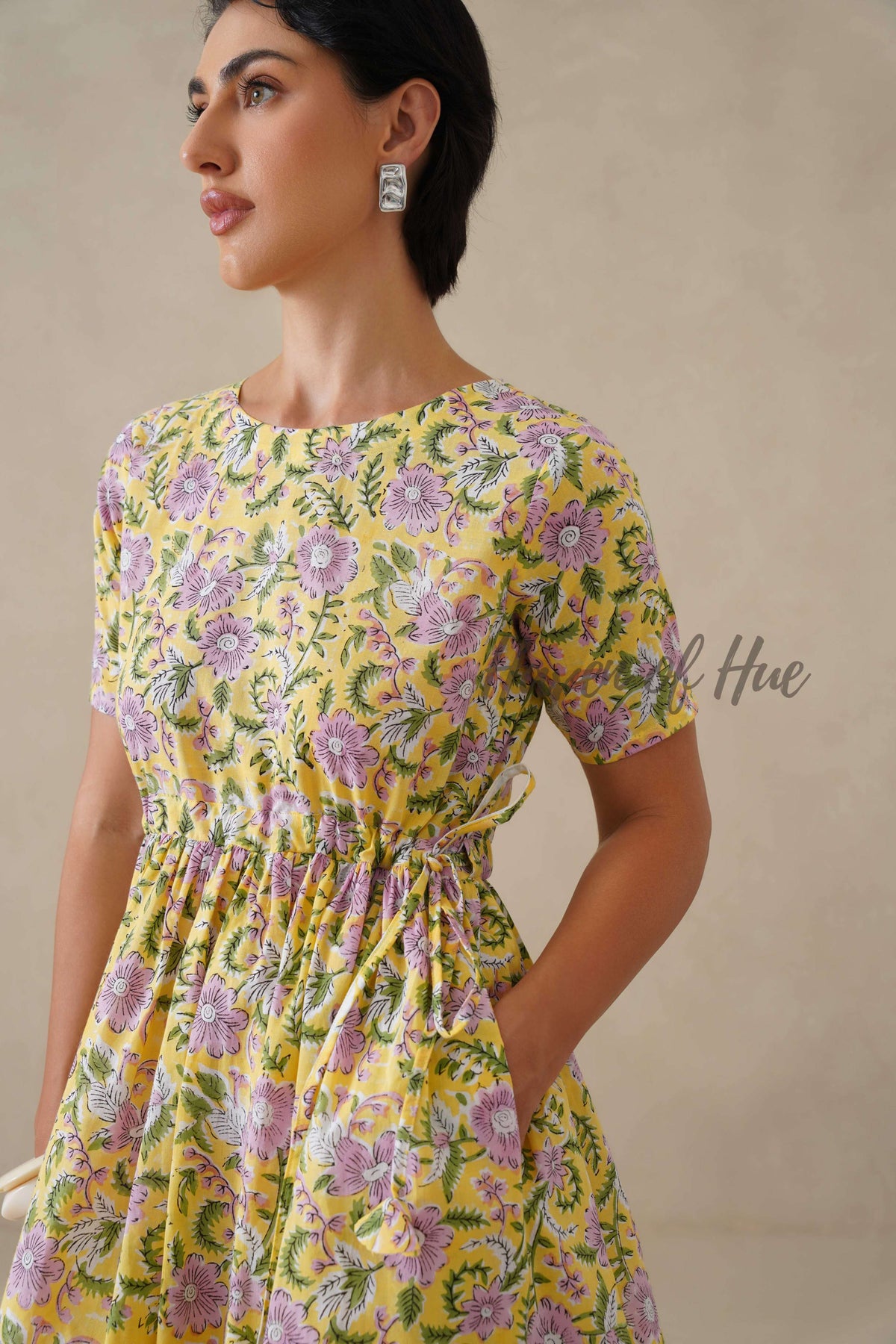 Yellow Floral Cotton Midi Dress - Boho Cottagecore Summer Dress