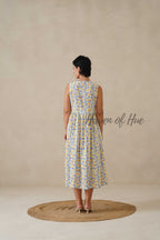 Cotton Midi Dress Sleeveless Boho Geometric Print Summer Sundress for Women - Relaxed Fit Casual A-Line Dress