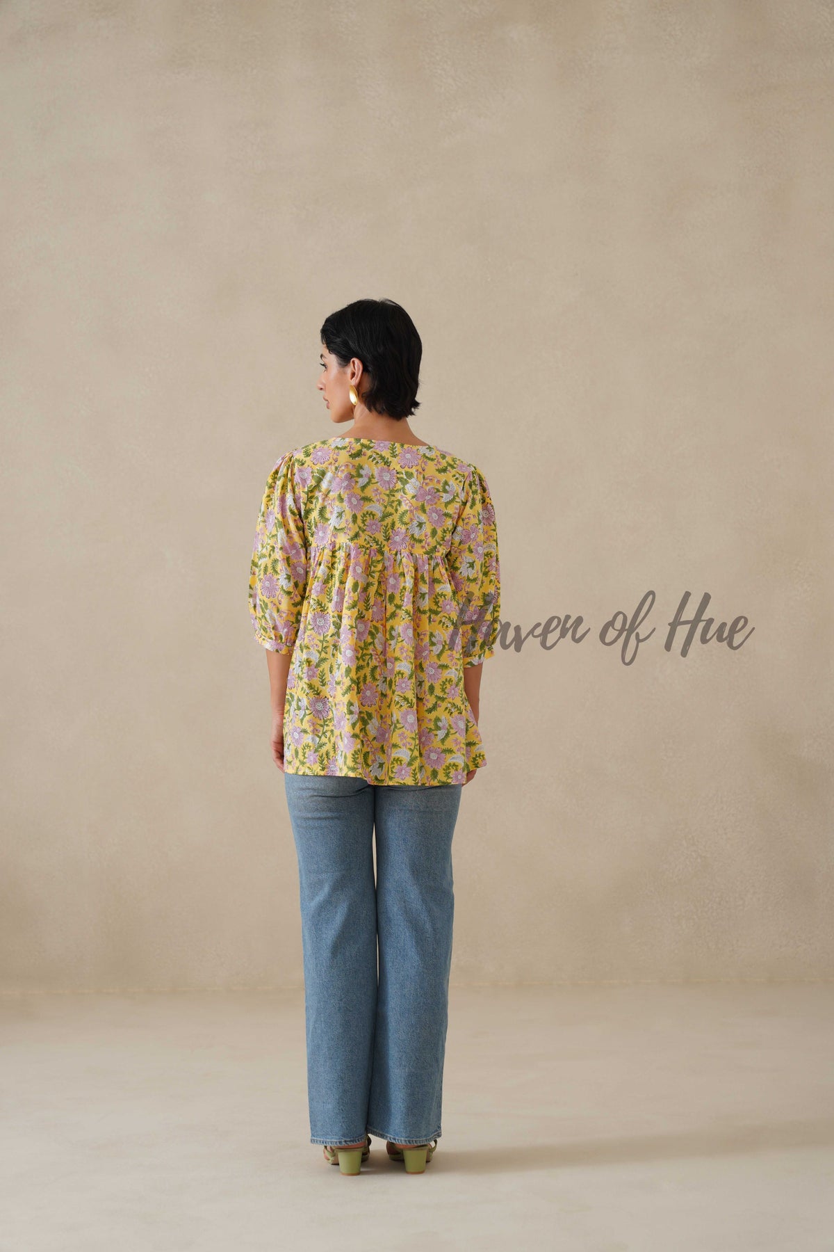 Women Cotton Tunic Top - Hand Block Printed Floral Boho Summer Blouse in 100% Breathable Cotton