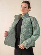 Women’s Cotton Floral Block Print Jacket Reversible Handmade Winter Short Coat With Pockets
