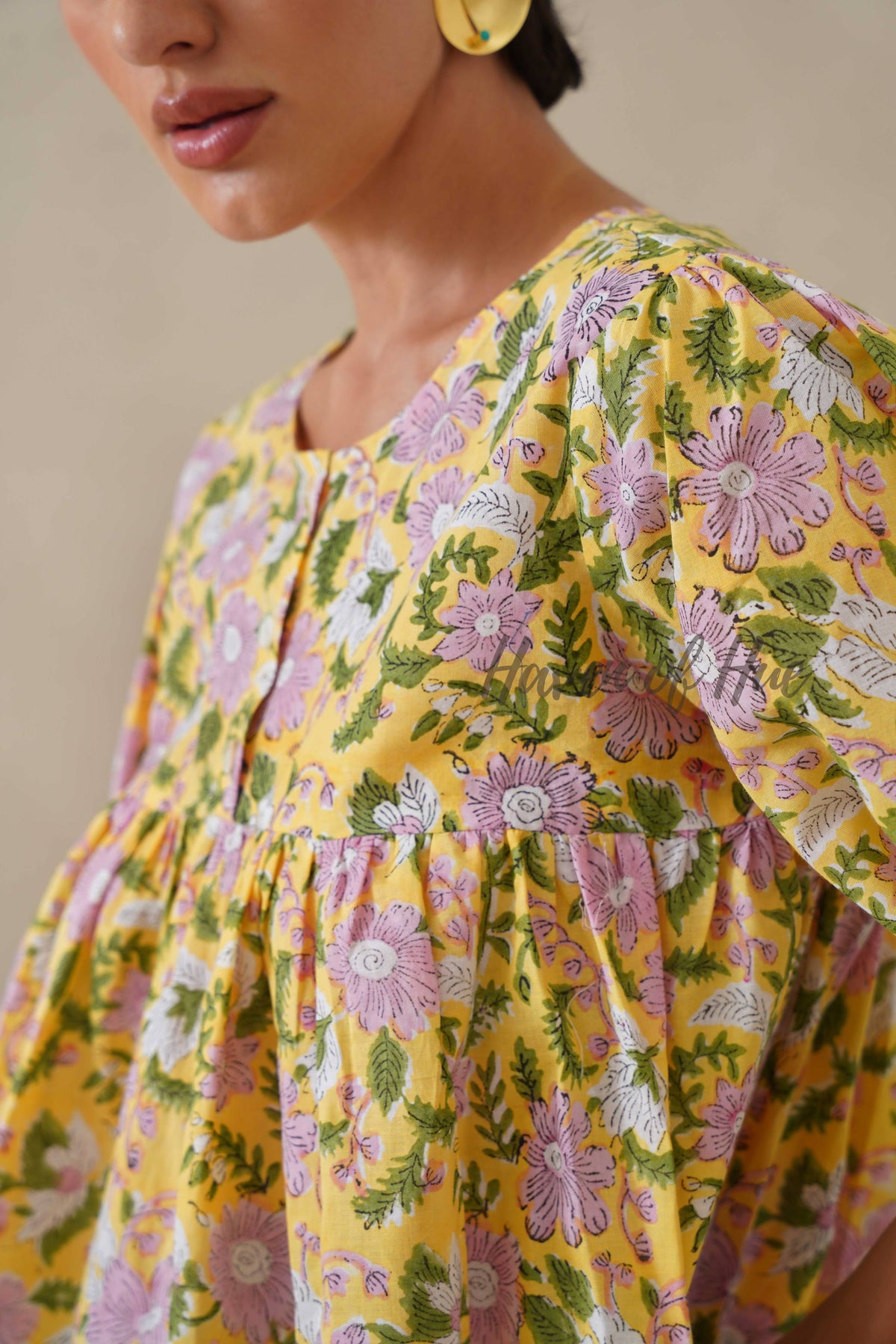 Women Cotton Tunic Top - Hand Block Printed Floral Boho Summer Blouse in 100% Breathable Cotton