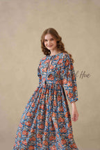 Multicolor Floral Cotton Tiered Dress – Short Sleeve Boho Midi