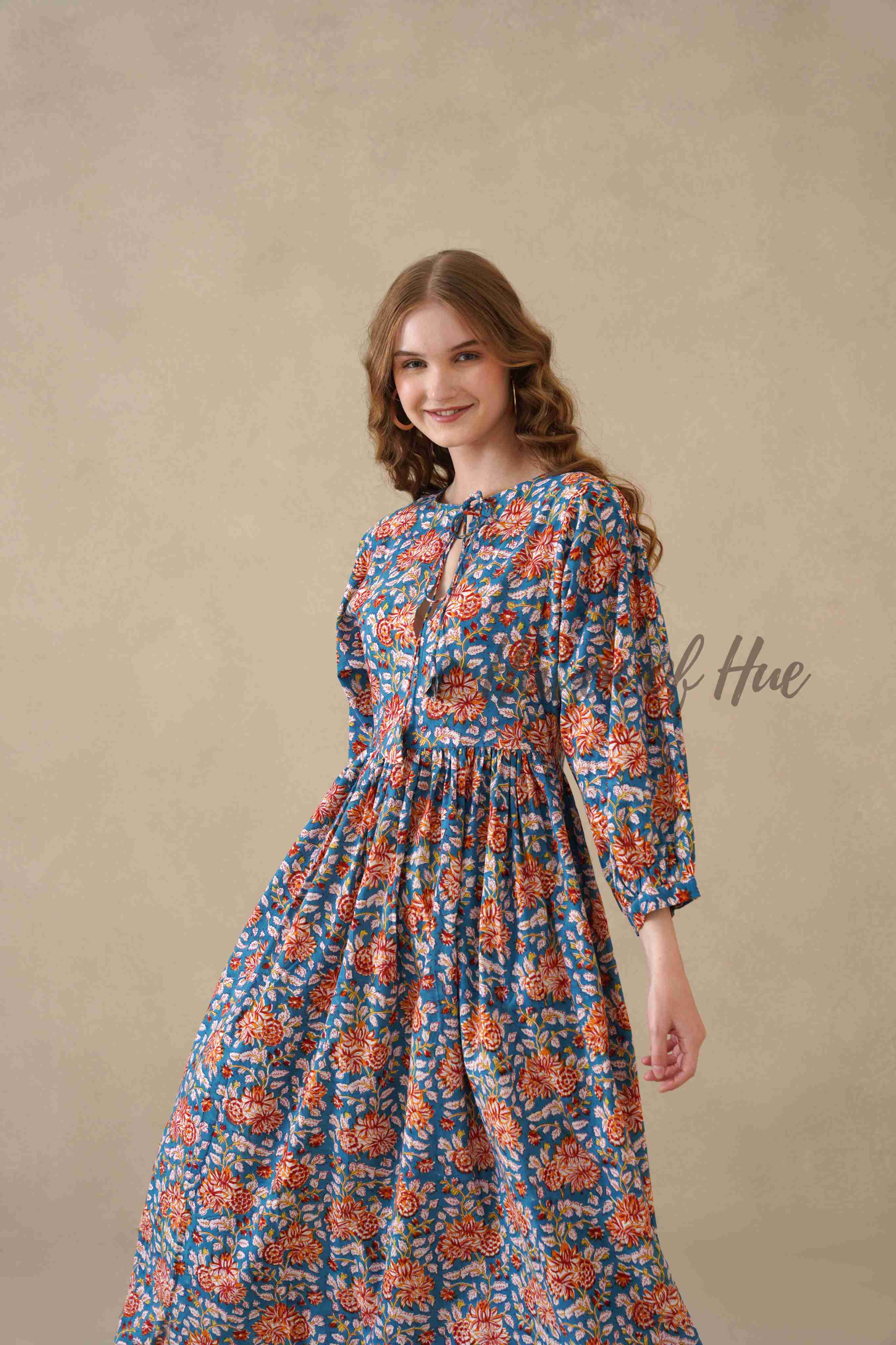 Multicolor Floral Cotton Tiered Dress – Short Sleeve Boho Midi