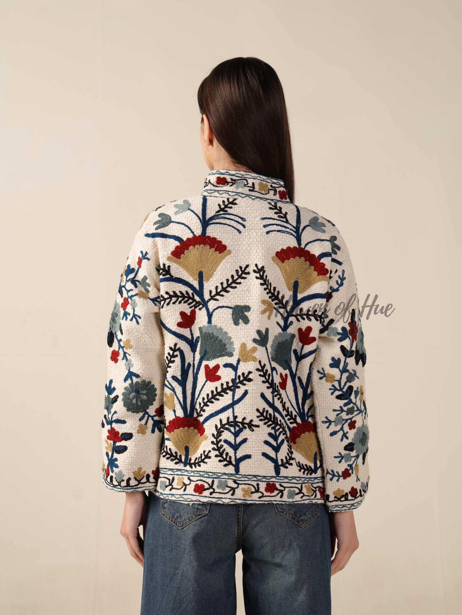 Suzani Embroidered Cotton Boho Jacket Handmade Women’s Winter Coat TNT Fabric Outerwear One Size Fit Jacket