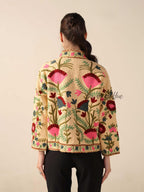 Boho Cotton Embroidered Women Jacket Suzani Floral Coat, Handmade Artisanal Winter Jacket