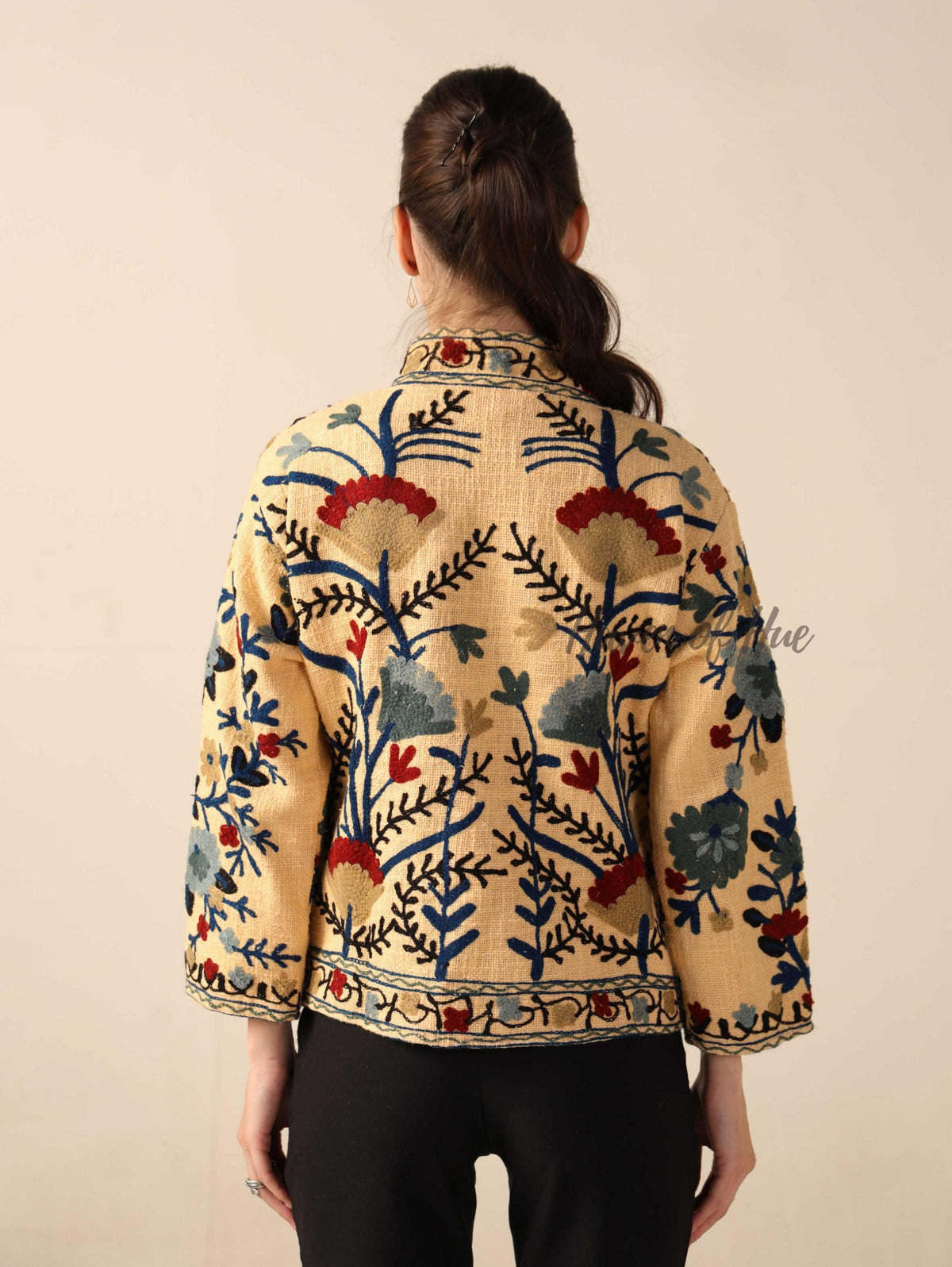 Women's Cotton Embroidered Jacket Lightweight Boho Casual Open Front Outerwear