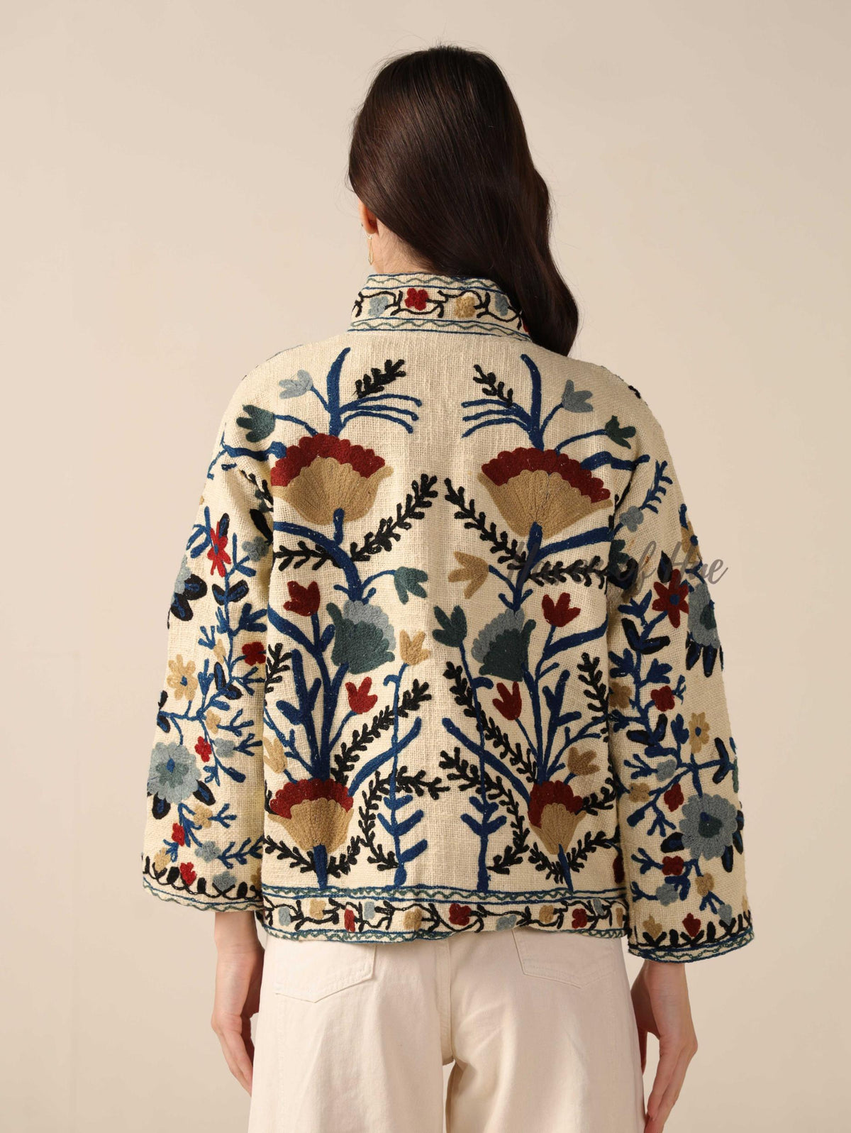 Suzani Embroidered Cotton Jacket Coat for Women Boho Handmade TNT Fabric Ethnic Winter Jacket