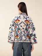 Boho Suzani Embroidered Cotton Jacket Women’s Handmade Winter Coat
