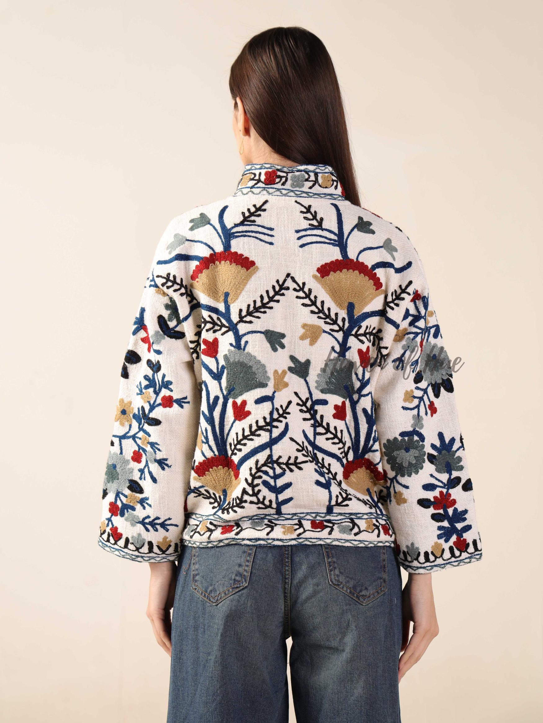 Boho Suzani Embroidered Cotton Jacket Women’s Handmade Winter Coat