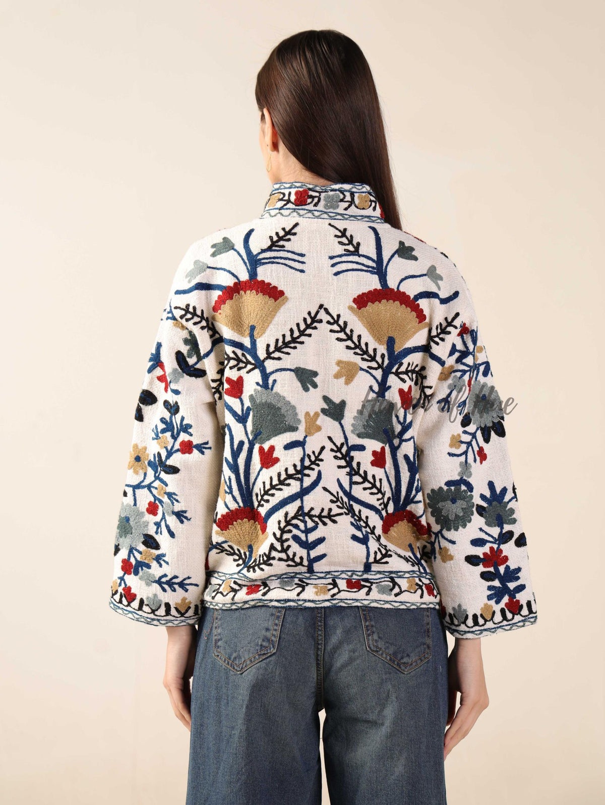 Boho Suzani Embroidered Cotton Jacket Women’s Handmade Winter Coat