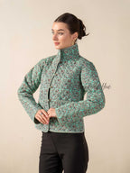 Women’s Cotton Floral Block Print Jacket Reversible Handmade Winter Short Coat With Pockets