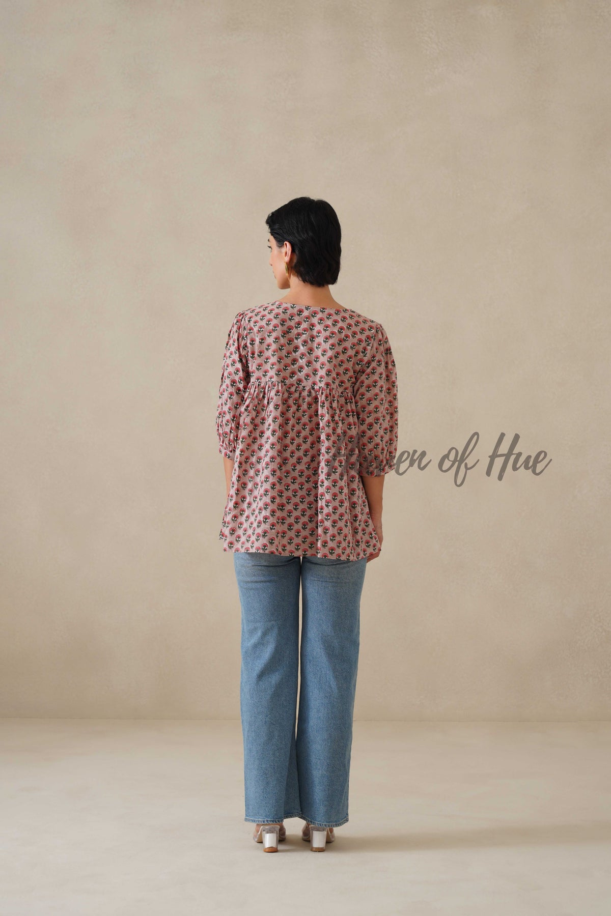 Women Cotton Tunic Top - Hand Block Printed Boho Floral Blouse