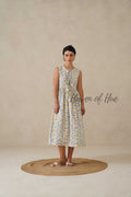 Cotton Midi Dress Sleeveless Boho Geometric Print Summer Sundress for Women - Relaxed Fit Casual A-Line Dress