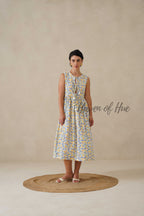 Cotton Midi Dress Sleeveless Boho Geometric Print Summer Sundress for Women - Relaxed Fit Casual A-Line Dress
