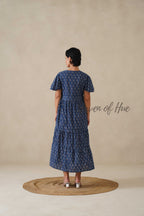 Women Cotton Tunic Top - Hand Block Print Floral Boho Blouse - Relaxed Fit Summer Cotton Top - Indigo Blue Artisan Crafted Fashion