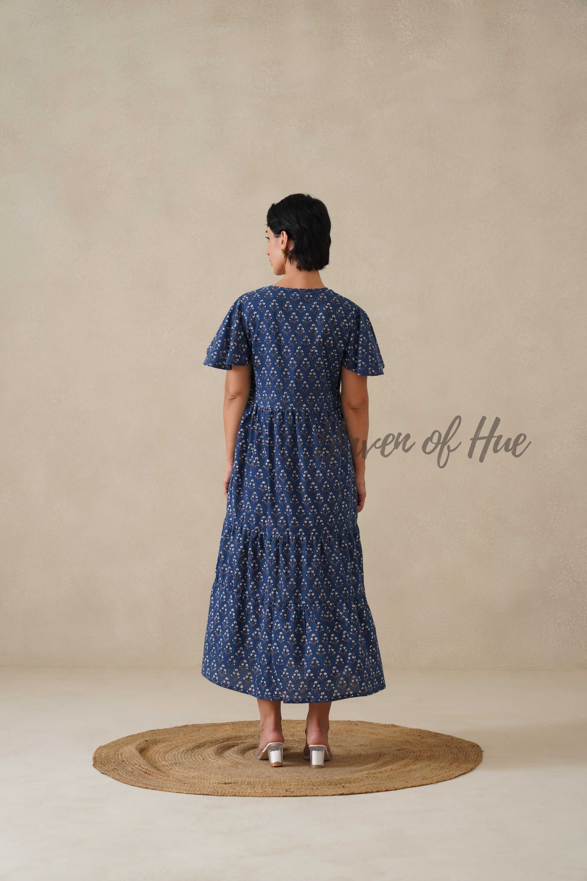 Women Cotton Tunic Top - Hand Block Print Floral Boho Blouse - Relaxed Fit Summer Cotton Top - Indigo Blue Artisan Crafted Fashion