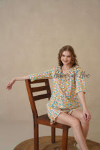 Multi Color Geometric Hand Block Cotton Co-ord Set
