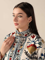 Women's Handcrafted Suzani Velvet Jacket Boho Embroidered Floral Autumn Coat