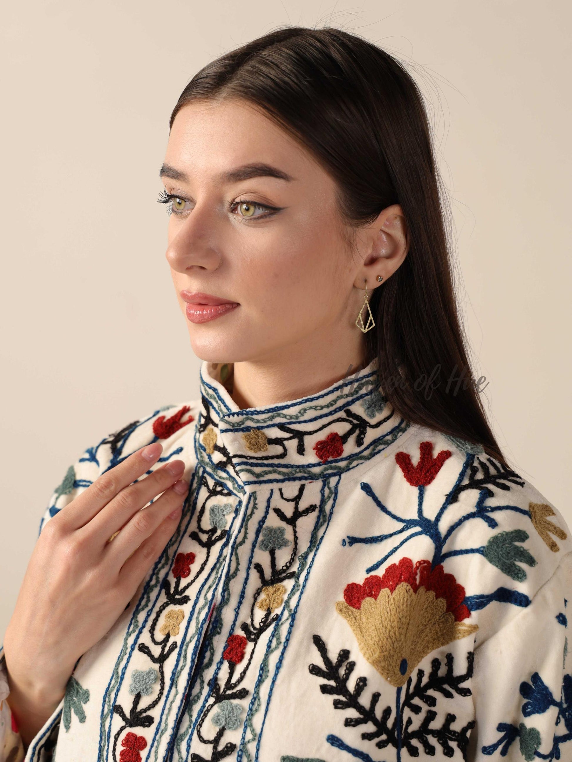 Women's Handcrafted Suzani Velvet Jacket Boho Embroidered Floral Autumn Coat