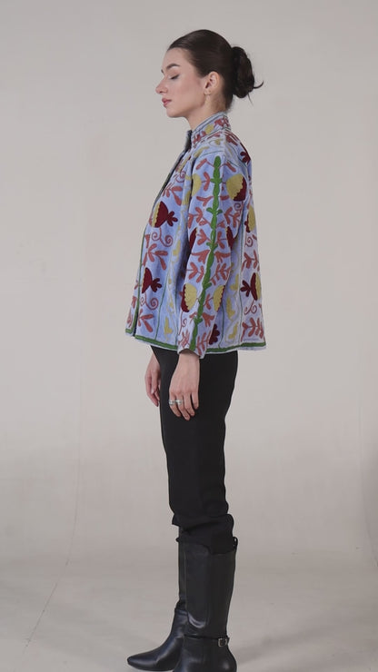 Light Blue Hand-Embroidered Jacket
