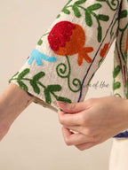Women's White Cotton Embroidered Jacket Boho Lightweight Relaxed Fit
