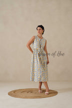 Cotton Midi Dress Sleeveless Boho Geometric Print Summer Sundress for Women - Relaxed Fit Casual A-Line Dress