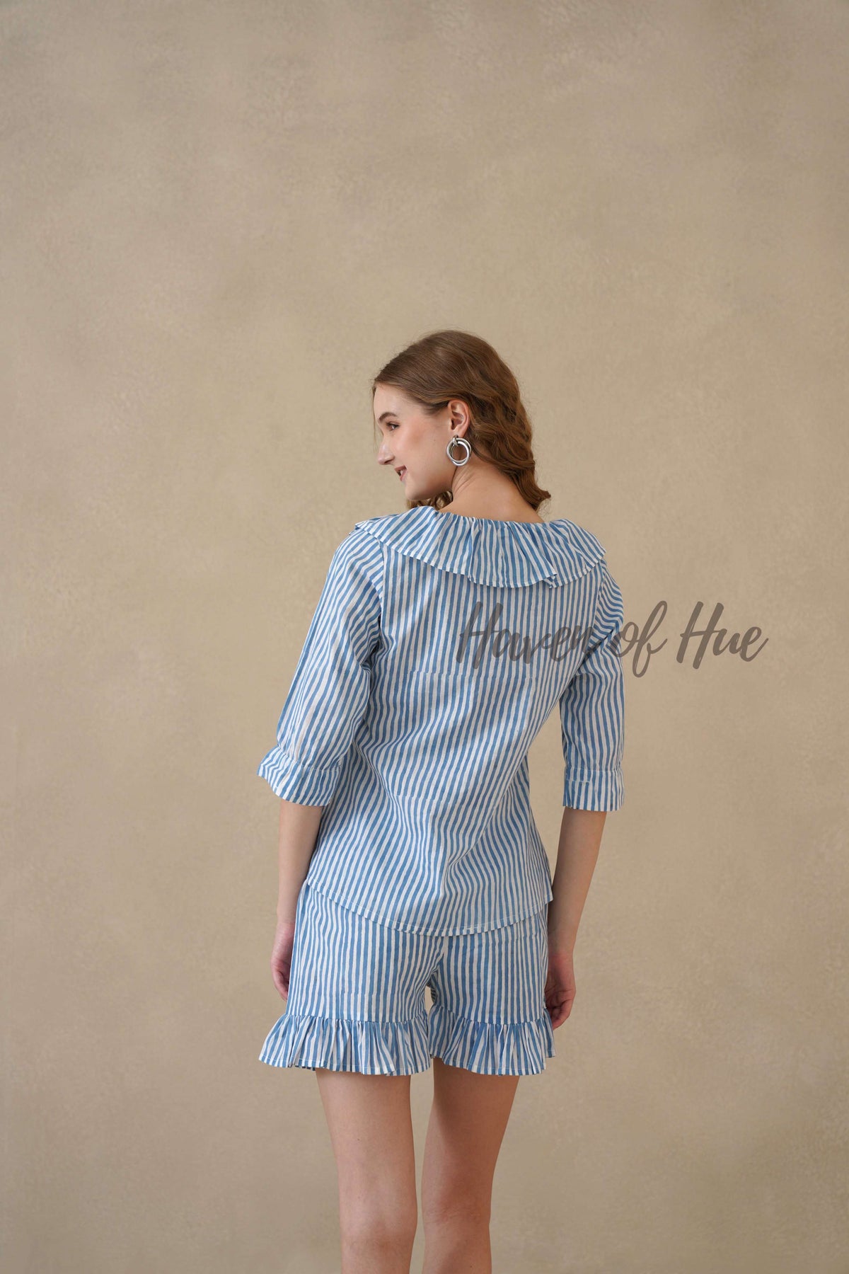 Blue Stripe Hand Block Print Cotton Co-ord Set