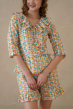 Multi Color Geometric Hand Block Cotton Co-ord Set