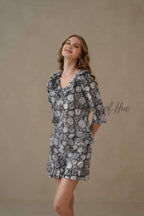 Black Hand Block Print Cotton Floral Co-ord Set