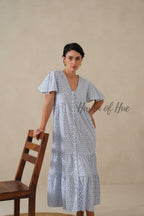Women Cotton Tunic Dress - Hand Block Print Boho Maxi