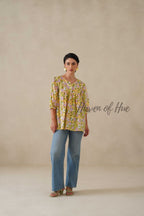 Women Cotton Tunic Top - Hand Block Printed Floral Boho Summer Blouse in 100% Breathable Cotton