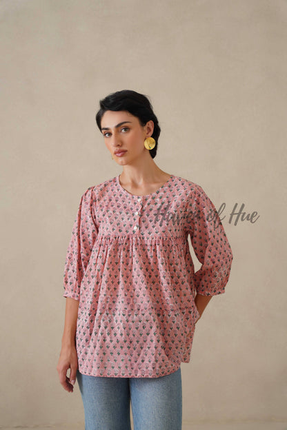 Women Cotton Tunic Top | Hand Block Print Boho Floral Top - 100% Breathable Cotton