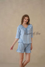 Blue Stripe Hand Block Print Cotton Co-ord Set