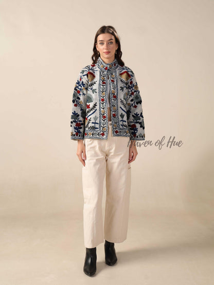Women’s Cotton Suzani Jacket Coat TNT Fabric Layering Jacket One Size Fit