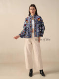 Women’s Cotton Embroidered Suzani Boho Jacket Open Front Short Coat Handmade Embroidery Quilted Winter Coat TNT Fabric Outerwear