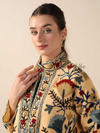 Women's Cotton Embroidered Jacket Lightweight Boho Casual Open Front Outerwear