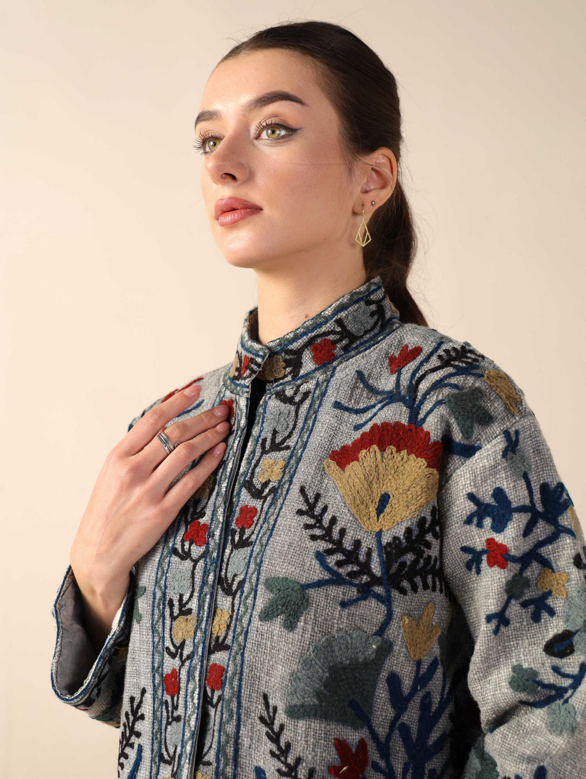 Women’s Cotton Suzani Jacket Boho Embroidery Coat, TNT Fabric Handmade Winter Outerwear Jacket