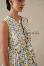 Cotton Midi Dress Sleeveless Boho Geometric Print Summer Sundress for Women - Relaxed Fit Casual A-Line Dress