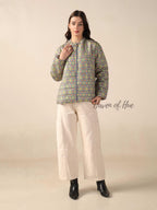 Women’s Floral Printed Silk Jacket Lightweight Zip Up Jacket