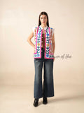 Women’s Embroidered Cotton Suzani Jacket Vest Boho Sleeveless Jacket
