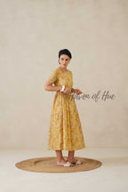Yellow Floral Cotton Midi Dress - Boho Cottagecore Summer Dress