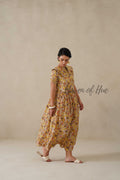 Yellow Floral Cotton Dress | Boho Summer Midi Dress for Women